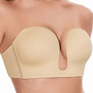Wingslove Nude Beige Deep U-Plunge Backless Strapless Bra, 40C